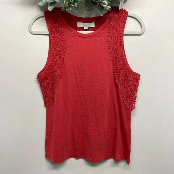 NWT Loft Sleeveless Tank Top Lace Detail Rust S - Picture 1 of 14